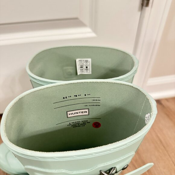 HUNTER Original Short Waterproof Rain Boot (Women) in Light Green Size US 8 - Picture 5 of 6